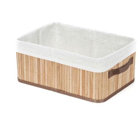 Compactor JOEY Cesto BAMBOO M, 35x25x15 cm, Naturale in Bambù e Policotone con Fodera Rimovibile