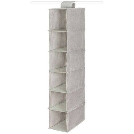 Compactor Organización del armario - Organizador colgante 30x18x94 cm, 6 compartimentos, gris RAN10114