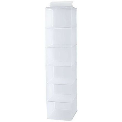 Compactor Organización del armario - Organizador colgante 30x30x128 cm, 6 compartimentos, blanco RAN2981