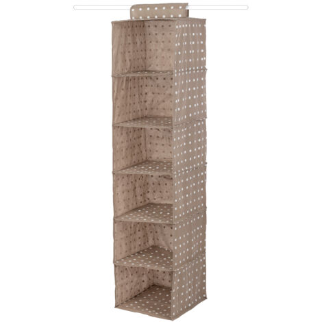 Compactor Organización del armario - Organizador colgante 30x30x128 cm, 6 compartimentos, marrón RAN4381B