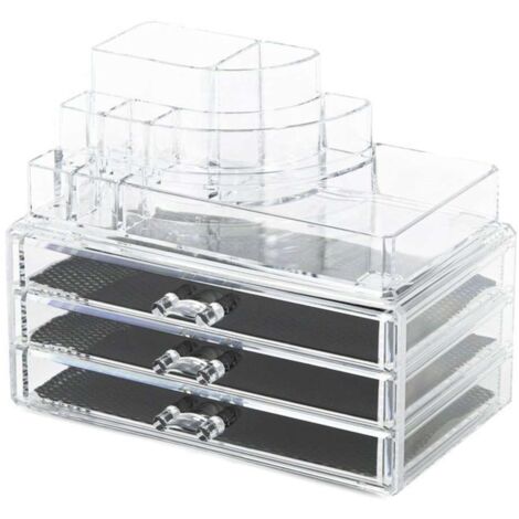 Compactor Organizadores de cosméticos - Organizador de cosméticos 24x15x19 cm, plástico transparente RAN5055