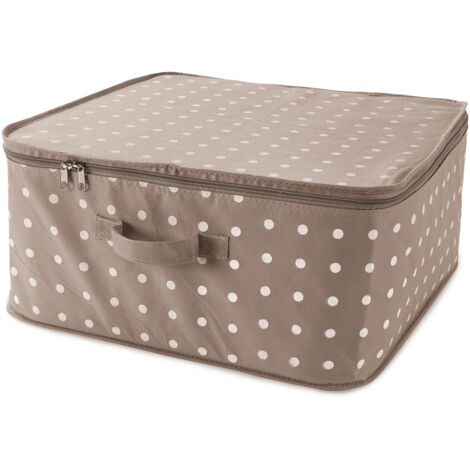 Compactor RAN4540B Rivoli Custodia Porta Coperte con Cerniera, Chiusura Lampo, Antipolvere, Polipropilene, Marrone/Bianco, 46 x 46 x H. 20.5 cm