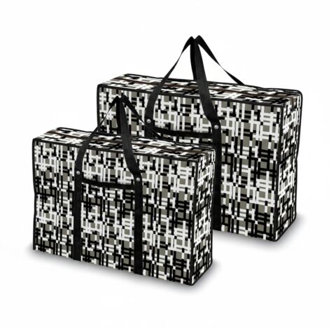 Compactor Sac de rangement pour couette avec zip, 50x70x30 cm, polypropylène, gris/blanc