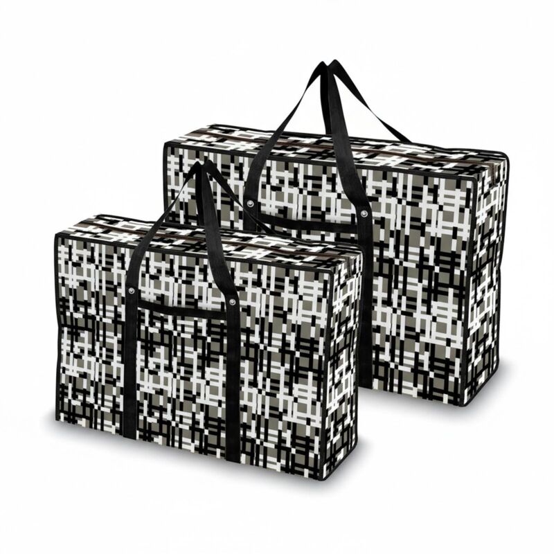 Compactor Sac de rangement pour couette avec zip, 50x70x30 cm, polypropylène, gris/blanc