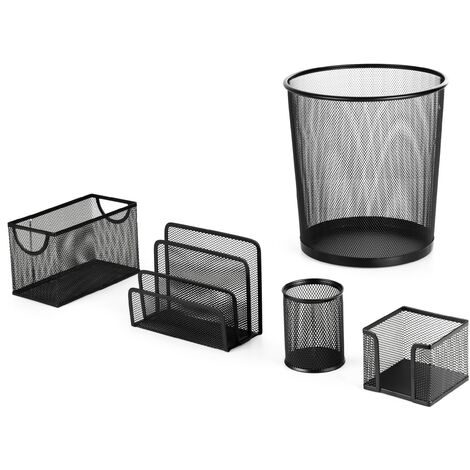 Poubelle de bureau carrée, corbeille à papier en maille métallique légère,  poubelle, poubelles et poubelles pour chambre à coucher, cuisine, salle de  bain, bureau et école ensemble de 2 (noir) : 