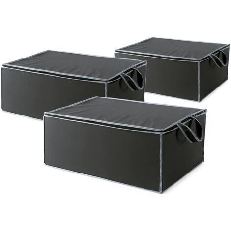 Compactor Set di 3 Custodie per Piumone, Gamma Urban, Nero, Polipropilene, 55 x 45 x 25 cm, RAN9839