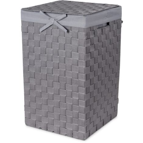 Compactor Tex Cesto Portabiancheria Quadrato Con Coperchio, Grigio, Tessuto Con Struttura In Metallo, Fodera In Lino Rimovibile, 30 x 30 x 50 cm, RAN6890