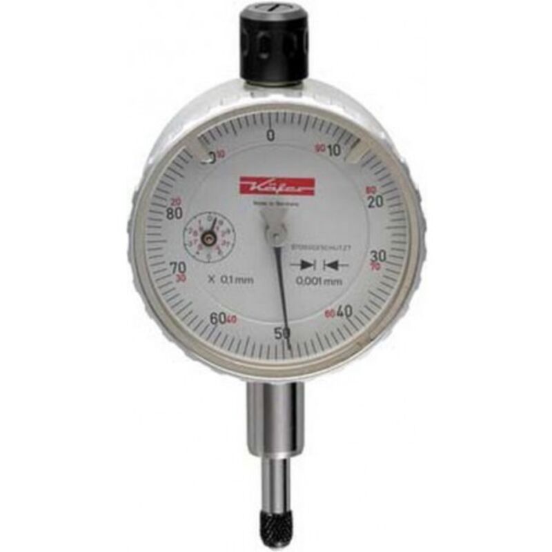 Käfer - Comparateur à cadran avec mécanisme d'indicateur micrométrique, ø extérieur : 40 mm, Lecture 0,001 mm, Plage de mesure 1 mm, 1 tour