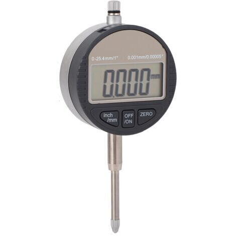 Comparateur à cadran numérique avec grand écran LCD, plage de mesure de 0 à 1 pouce (0 à 25,4 mm), résolution de 0,0005 pouce (0,01 mm), instrument de mesure de précision pour applications industriell