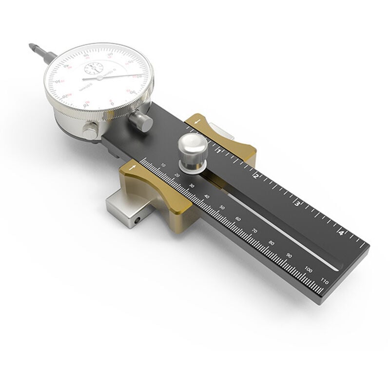 Drillpro - Comparateur à cadran Outil d'étalonnage de lame de scie de table compacte 270x130x60mm pour le travail du bois de précision