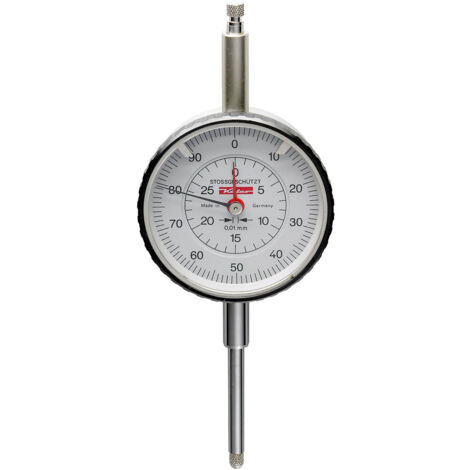 Comparateur à grande capacité de mesure, boîtier en laiton, protégé contre les chocs, Ø extérieur : 58 mm, Lecture 0,01 mm, Plage de mesure 20 mm