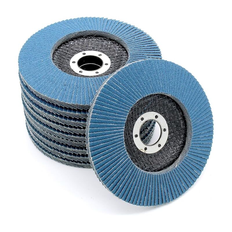 Compartiment à disques │ Bleu │ 10 pièces │ ø 125 mm │ Alésage 22 mm │ 40/60/80/120 grains │ Acier inoxydable │ Disque de ponçage │ Disque à lamelles