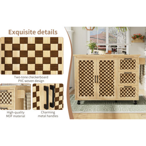 Compartiment de cuisine, armoire, buffet de 120 x 45 (75) x 92 cm. Meuble de cuisine qui se déplie, équipé de roulettes. Dispose d’un porte-serviettes