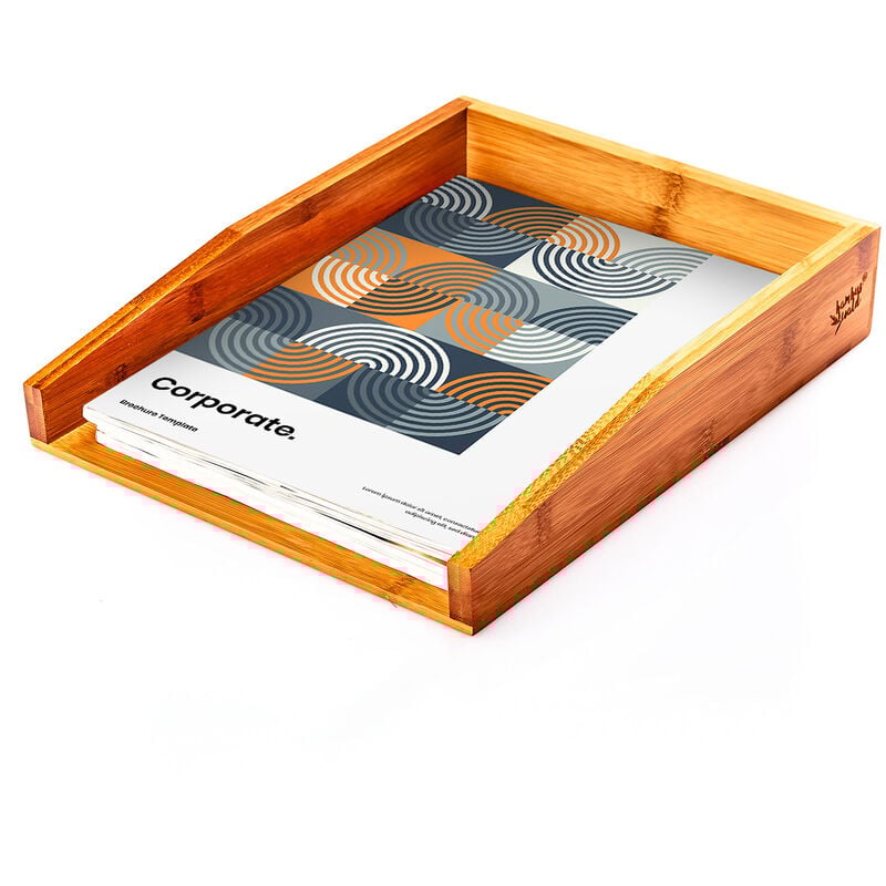 Compartiment de rangement pour documents Design élégant Dimensions : 25,3 x 5,8 x 33 cm Bambou
