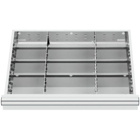 Compartimentage de tiroir STIER, séparations en métal, BLH 100/125 mm, dimensions intérieures 600x450 mm, 12 casiers, 6 x TW 175