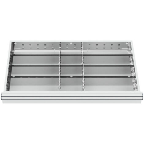 Compartimentage de tiroir STIER, séparations en métal, BLH 100/125 mm, dimensions intérieures 800x450 mm, 12 casiers, 6 x TW 325