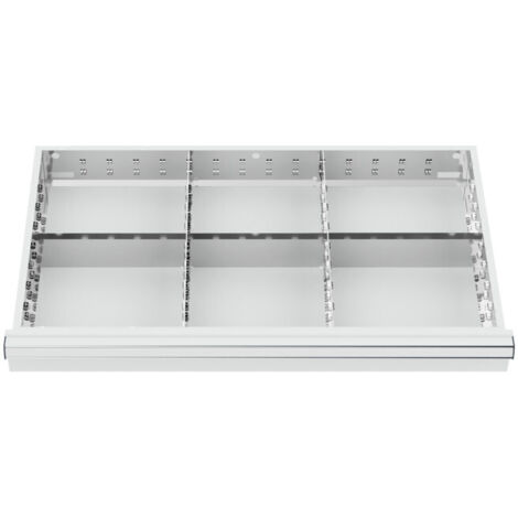 Compartimentage de tiroir STIER, séparations en métal, BLH 100/125 mm, dimensions intérieures 800x450 mm, 6 casiers