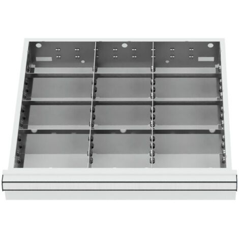Compartimentage de tiroir STIER, séparations en métal, BLH 200-300 mm, dimensions intérieures 500x450 mm, 12 casiers, 6 x TW 175