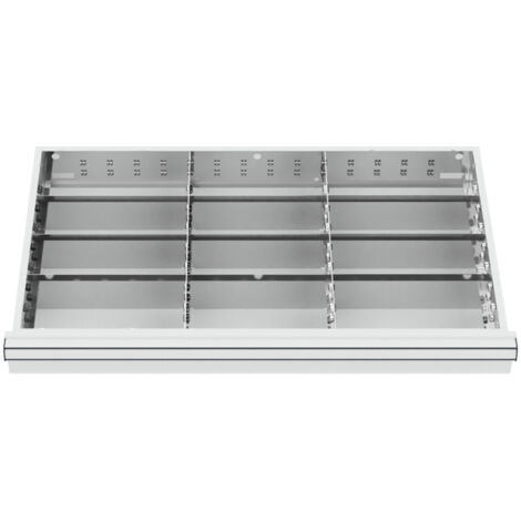 Compartimentage de tiroir STIER, séparations en métal, BLH 75 mm, dimensions intérieures 800x450 mm, 12 casiers, 6 x TW 275