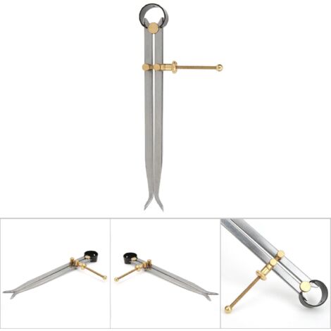 Compas à ressort acier carbone trempé, branches plates laiton, pour traçage intérieur 200mm