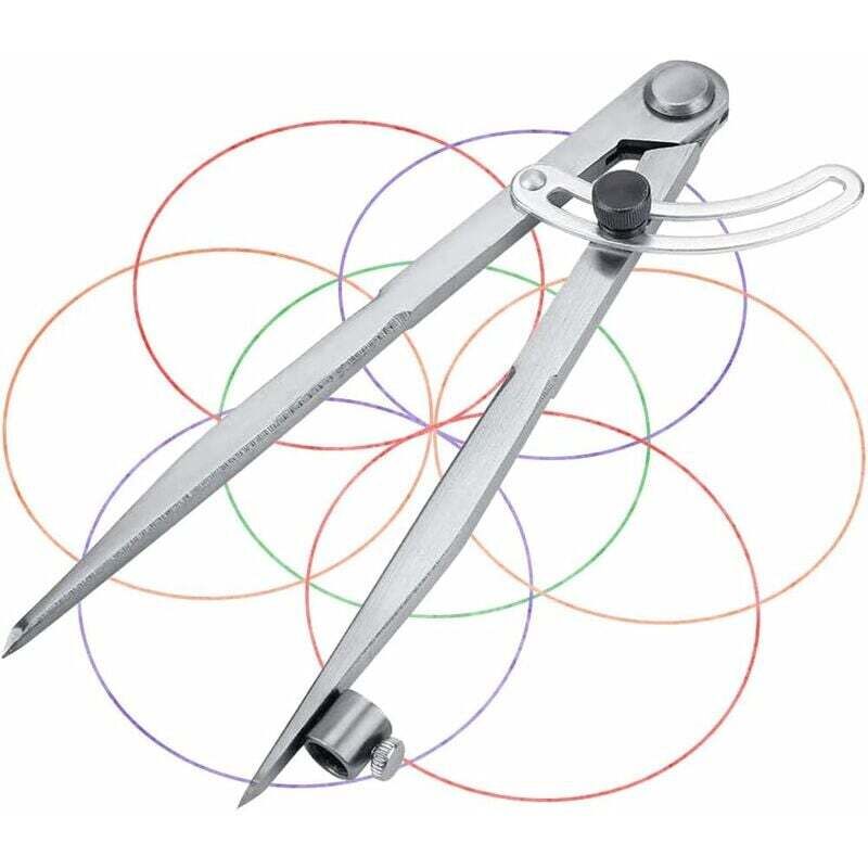 Sunxury - Compas de Mesure, Grand Compas Professionnel Compas Pointe avec Aile et Porte-crayon pour Menuisier/Dessin/Travail du Cuir(20cm)