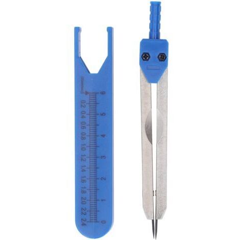 Compas d'ECG en acier inoxydable, règle de 0 à 2,4 pouces, outil de mesure pour le dessin technique, bleu