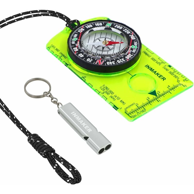 Compass, Hiking Compass Bonus Survival Whistle, Illuminated Compass For Survival, Orienteering, Navigation, Camping, Gift For Kid Or People Who Like