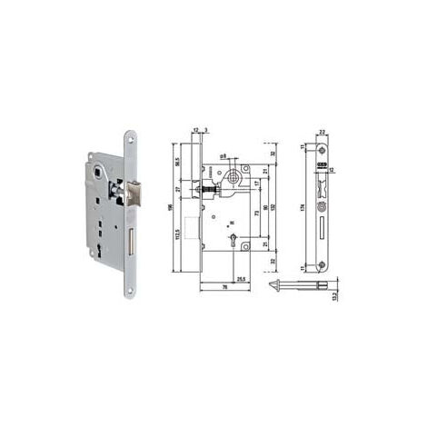 Compass Lock Center Round Edge Chrome Mat - Chant en acier chromé 50 mm (001.50.34)