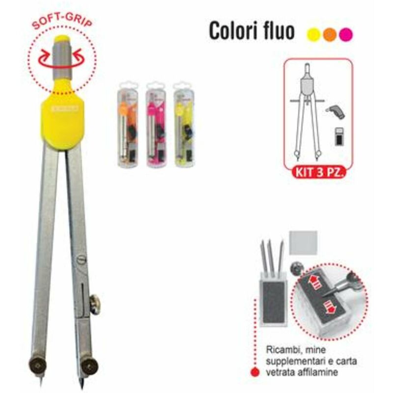 Image of Arda - compasso tecnico 3 pz, fluo x6