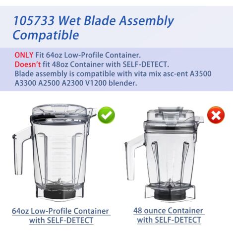 Compatibile con la lama di ricambio Vitamix 105733 (1814,4 g), si adatta ai modelli della serie Asc-ent A3500, A2300, A3300, 105733-1, parti di ricambio compatibili con contenitore a basso profilo