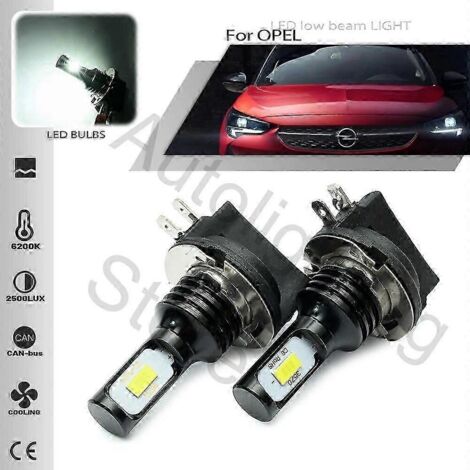 Compatible avec 2 ampoules LED de phares H11B, H9B et H8B pour Opel Corsa D (2011-2014), feux de croisement, blanc 6500K, Canbus CSP, 1400 lm - AquaForge