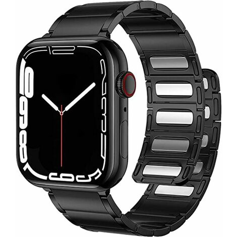 Compatible avec Apple Watch 45 mm 44 mm 40 mm 41 mm Band, bande de remplacement des aimants métalliques en acier inoxydable pour Apple Watch SE, série 7/6/5