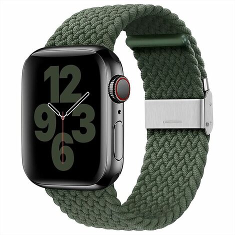 Compatible avec Apple Watch Band 45 mm 44 mm 42 mm, bracelet de rechange sport élastique tressé réglable avec boucle pour iWatch SE/Series 7 6 5 4 3 2 1, vert