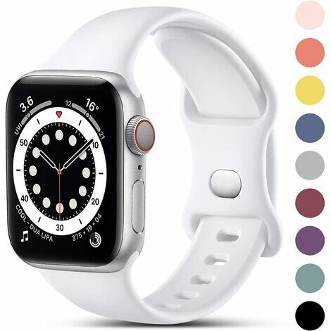 Compatible avec Apple Watch Bracelet42mm 44mm 45mm 49mm, Bracelets en Silicone de Remplacement pour iWatch Series 8 7 6 5 4 3 2 1 SE Ultra, 42mm/44mm/45mm/49mm-S/M, Blanc