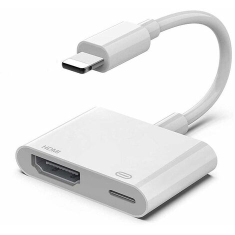 Compatible avec le câble adaptateur iPhone vers HDMI, adaptateur AV numérique 1080p HD TV connecteur compatible avec iPhone 14 Pro Xs Max XR X 8 7 6 6S Plus, iPad vers moniteur de projecteur TV