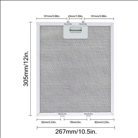 Compatible avec le filtre de hotte aspirante Whirlpool/Ikea/Jenn Air W10169961A, filtre en aluminium, 305 x 267 mm, kit de remplacement pour hotte aspirante de cuisine.