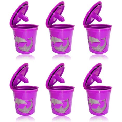 Compatible avec le panier-filtre à café Keurig 2.0, ensemble de capsules K-Cup réutilisables avec 3 capsules rechargeables violettes et rouges.