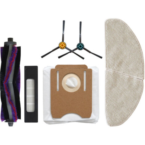 Compatible avec les accessoires pour aspirateur robot S8/S8+ : filtre, cartouche filtrante, brosse rotative, brosse principale, serpillière, brosse latérale et sacs poubelle.