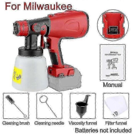 Compatible avec les aérographes électriques sans fil Milwaukee 18 V (800 ml) pour la peinture automobile, le mobilier et le revêtement de l'acier.