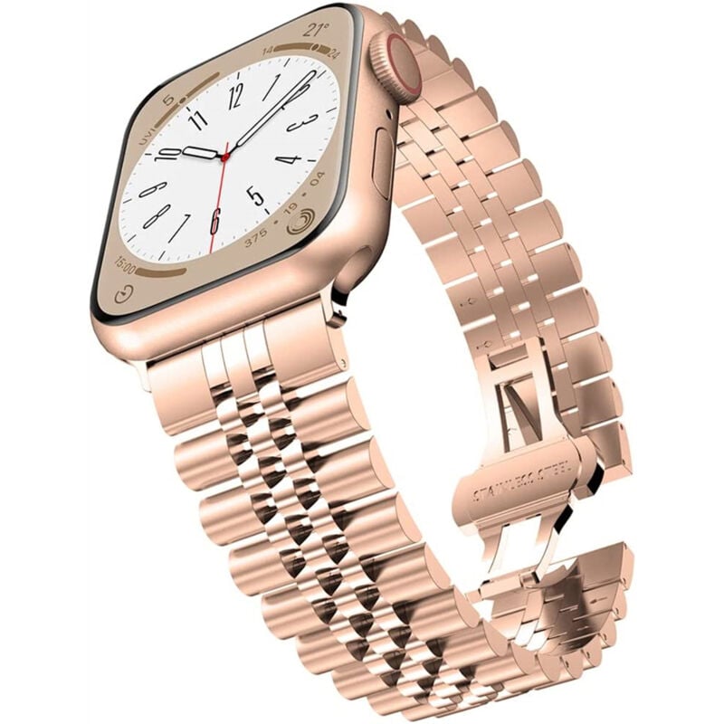 Fei Yu - Compatible avec les bracelets de montre Apple 45 mm 44 mm 42 mm, bracelet de montre de rechange en acier inoxydable pour hommes et femmes