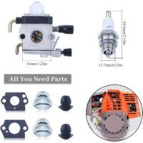 Compatible avec les débroussailleuses Stihl FS55, FS38, FS55R, FS55RC, HL45, KM55, FS80, FR85, FH75, FS45, FS46, FS74, FS75, HL75, HS70, C1Q-S63 et C1Q-S69. Comprend : rondelle, bougie d'allumage, fil