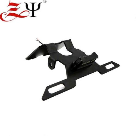 Compatible avec les motos Yamaha R15 V3 (2017-2020) : cadre de plaque d'immatriculation court modifié en alliage d'aluminium usiné CNC avec éclairage intégré – Noir