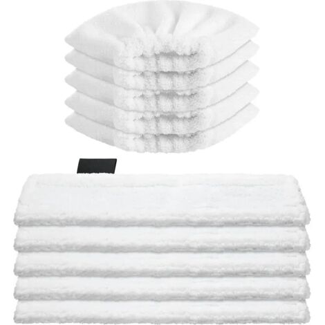 Compatible avec les nettoyeurs vapeur Kärcher EasyFix SC1, SC2, SC3, SC4 et SC5. Comprend un ensemble de 10 chiffons de nettoyage lavables en microfibre, 5 buses pour sols et 5 buses à main.