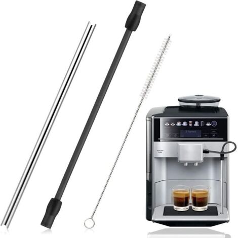 Compatible avec Siemens EQ6, pièce de rechange du tuyau à lait EQ6, tube à lait en acier inoxydable et brosse de nettoyage compatible avec les machines à café Siemens Eq6 Series, Bosch