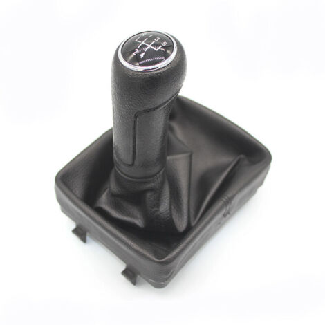 Compatible avec Volkswagen Polo 9N 9N2 Pommeau de levier de vitesses, poignée, pommeau sphérique et cache-poussière, boîte de vitesses à cinq rapports