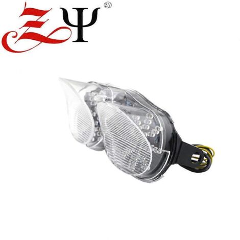 Compatible avec Yamaha YZF R6 98-02 : feu arrière avec clignotant et feu stop à LED modifié – Transparent