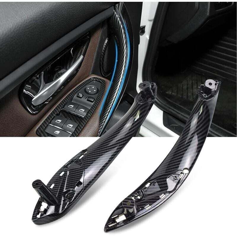 Compatible con bmw Serie 3 F30, f31, f34, f80, manija interior izquierda + manija de puerta derecha para Serie 4 f32, f33, f36, f82, f83 (fibra de