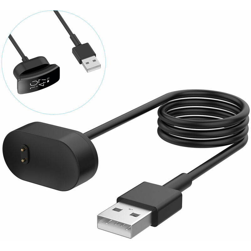 

Compatible con el cargador Fitbit Inspire HR, accesorios de clip de cable de carga de 3.3 pies Base de cable de carga USB de repuesto adecuada para