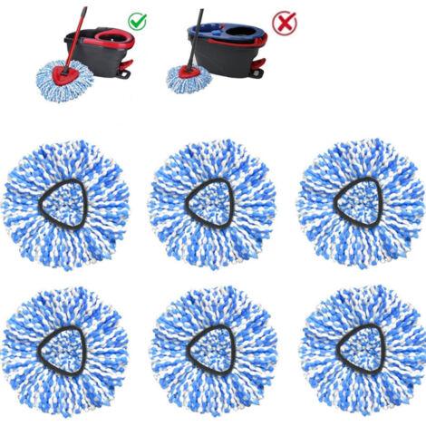 Compatible con el sistema de giro simple Easywring, paquete de cabezales de repuesto O-Ceda (paquete de 6, azul y blanco).