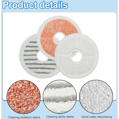 Compatible con la mopa de vapor todo en uno Bissell SpinWave + Vac 3764: almohadillas de limpieza reutilizables (juego de 3 piezas).
